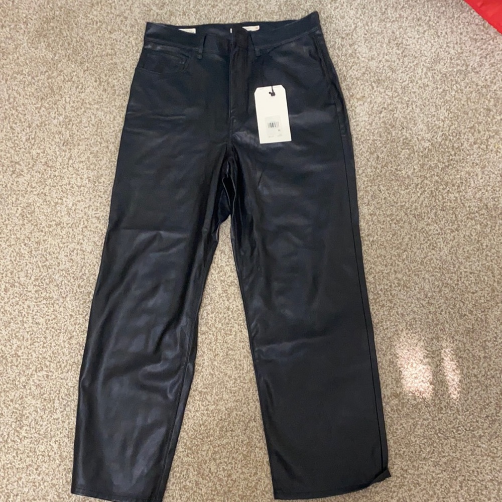 Levi Ribcage Straight Leather Pants, new with tags